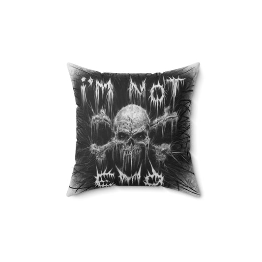 Gothic Skull Graphic Pillow - ''I'm Not Emo'' Design - Decorative Spun Polyester Cushion